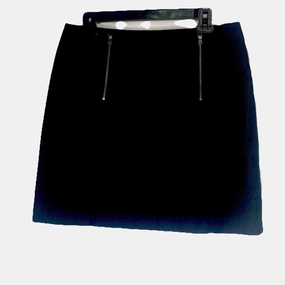 LOFT Ann Taylor Black Double‎ Zipper Mini Skirt Sz 8 NWT Workwear Lined